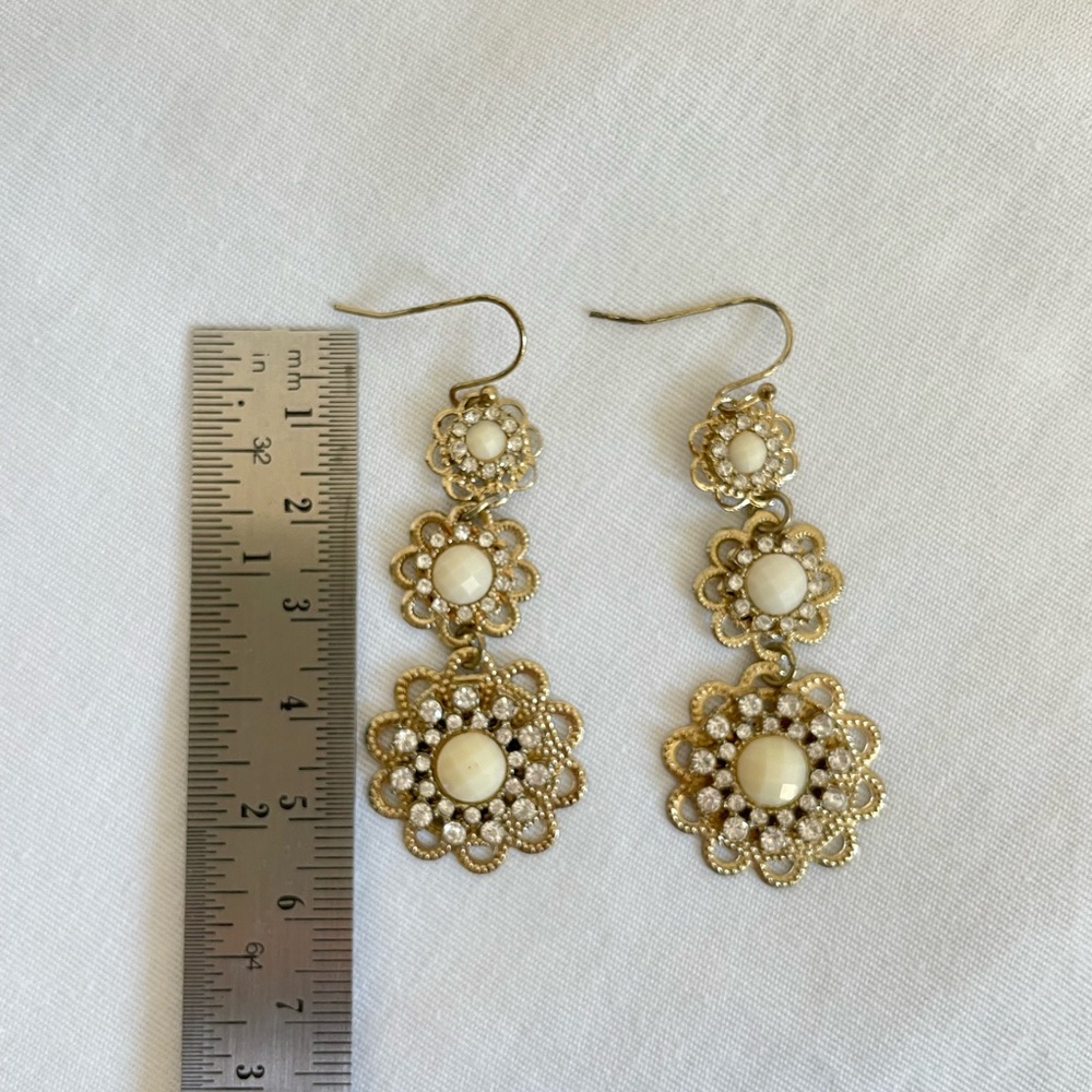 Gold flower with rhinestones dangles